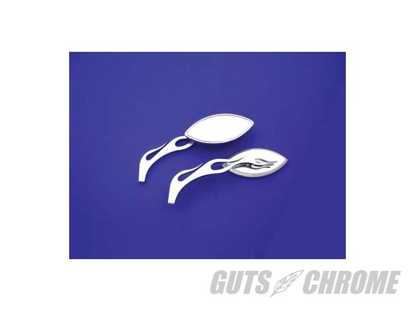 【取寄】34-0727 ドルイド ミラー セット オーバル フレイム スタイル ビレット ステム付|GUTS CHROME