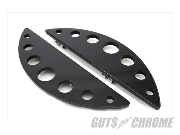 【取寄】 27-1078 ドライバー ブラック ハーフムーン フットボード セット ホールズ|GUTS CHROME