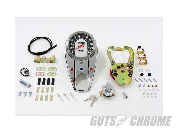 【取寄】39-0908 クローム スリー ライト ダッシュ パネル キット 1:1 Ratio スピードメーター FXST 1984-1995FXWG 1984-1995FL 1968-1984｜ＧＵＴＳ ＣＨＲＯＭＥ
