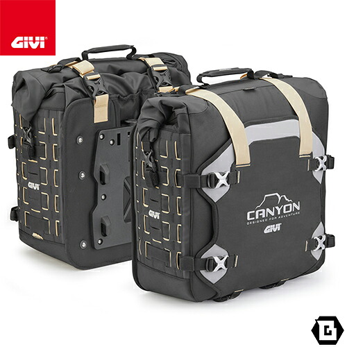 GIVI GRT709B CANYON 防水サイドバッグ 取付ベース付き 70L 片側35L 容量 UNIFIT固定システム 左右セット 汎用タイプ バイク用