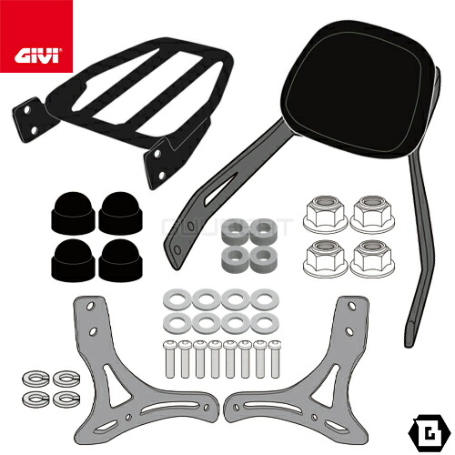 GIVI TS1194B バックレスト パッセンジャー用 キャリア一体型 HONDA レブル1100 対応 専用設計 バイク用