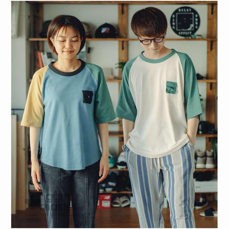 Gym Master ジムマスター 公式梨地ラグランteeメンズ レディース クルーネック ラグラン 5分袖 Tシャツ カジュアル シンプル カッコイイ おしゃれ 大きいサイズ トップス カットソー 無地 胸ポケット ミニポケット リンガー G3664 最大56 オフ