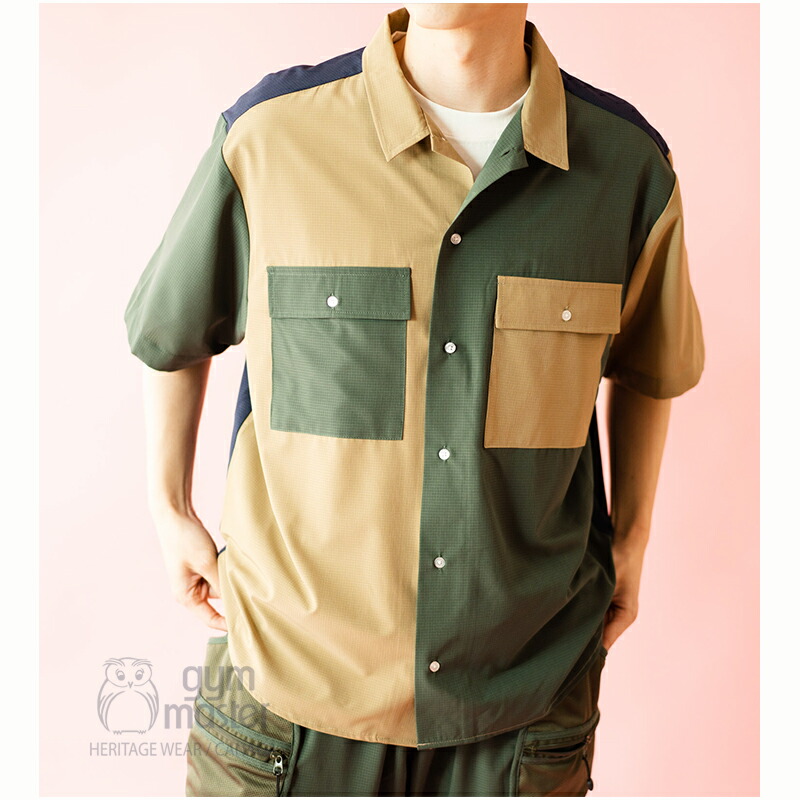 gymmaster(ジムマスター)公式ストレッチUL-GRID半袖シャツメンズ｜レディース｜ユニセックス｜ジムマスター｜UL-GRID｜ストレッチ｜シャツ｜半袖シャツ｜両胸ポケット｜アウトドア｜海外発送｜G121704