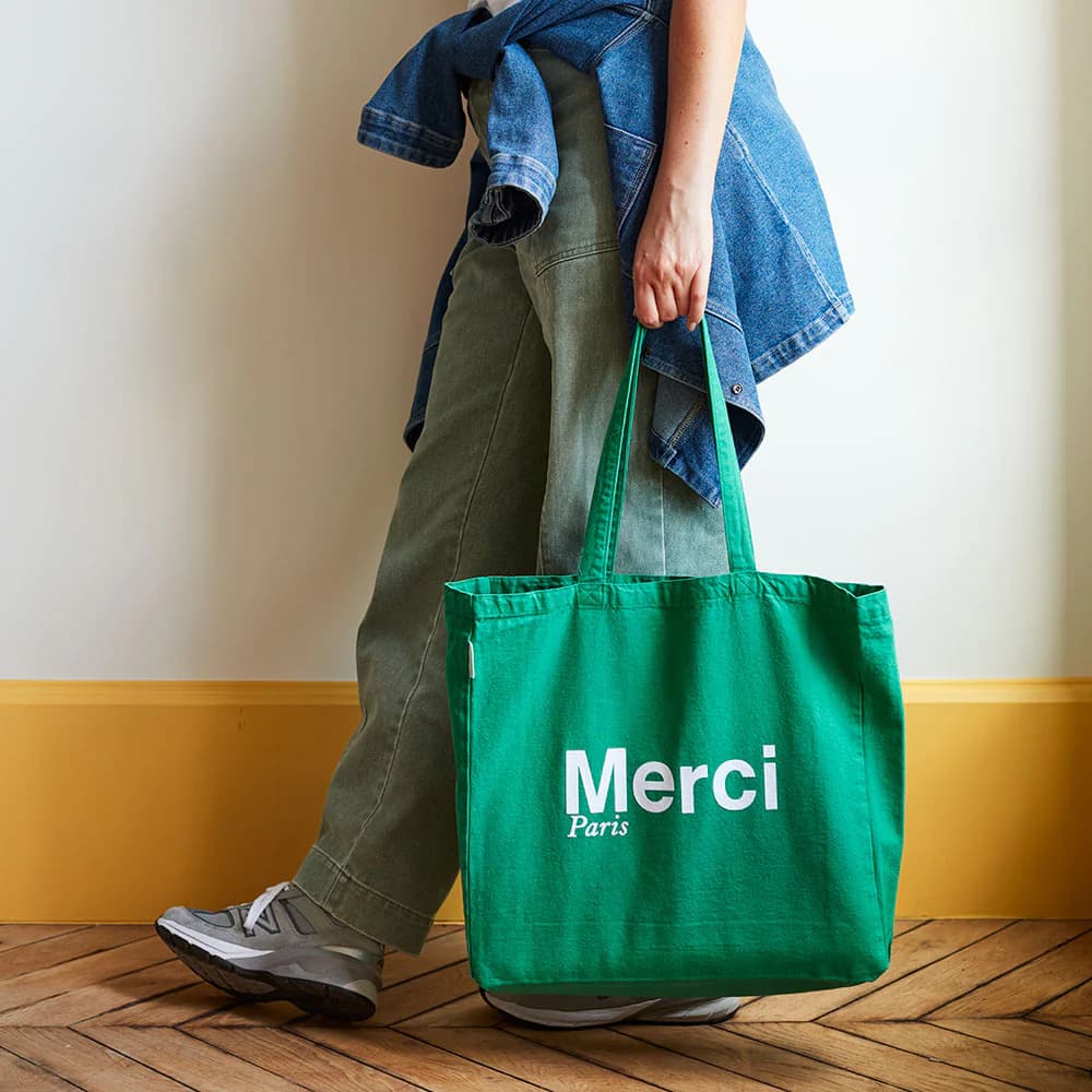 【楽天市場】日本未発売【パリ直輸入】Merci cotton Tote Bag - Vert