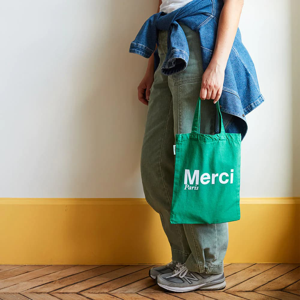 【楽天市場】日本未発売【パリ直輸入】Merci cotton Tote Bag - Vert