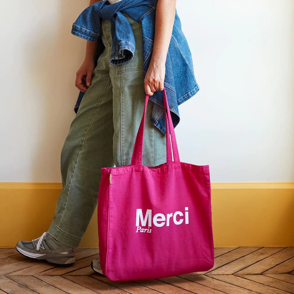 楽天市場】日本未発売【パリ直輸入】Merci cotton Tote Bag - Fuchsia