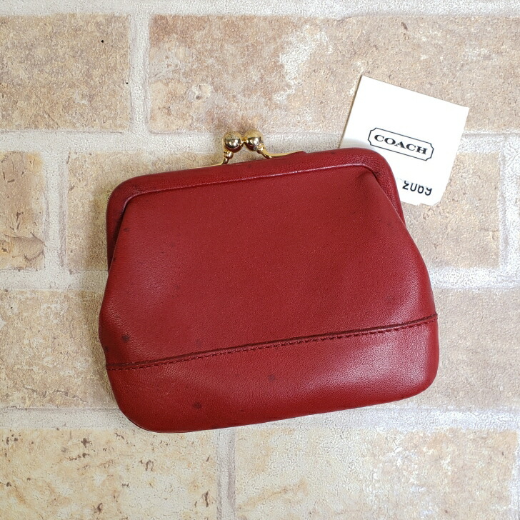 【中古品】オールドコーチ なめし革 蝦蟇口 御釣り入れ コインケース 合財袋 赤いこと CHANGE PURSE