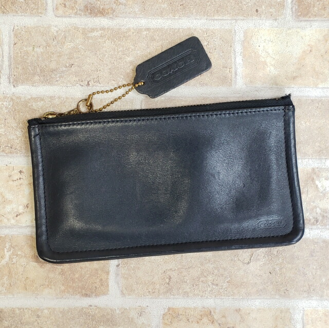 COACH ブラック キャンバスポーチ COACH ポーチ クリップ オン ポーチ・シグネチャー キャンバス
