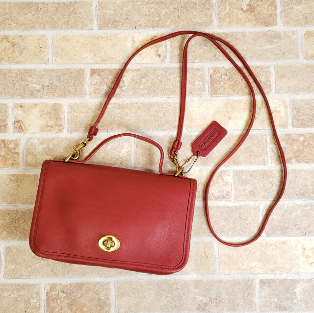 OLD COACH ショルダーバッグ 2way ポシェット ターンロック オールドコーチ ☆ USA製 レザー ターンロック 2WAY ショルダー