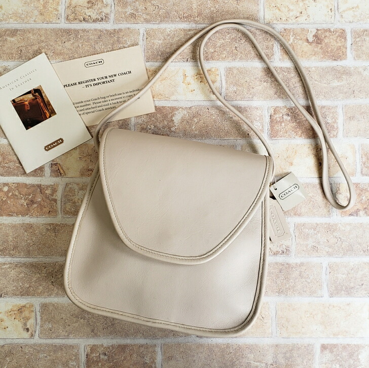 【未使用品】オールドコーチ USA製 レザー フラップ ショルダーバッグ LINDSAY BAG アイボリー｜gypsophila　店