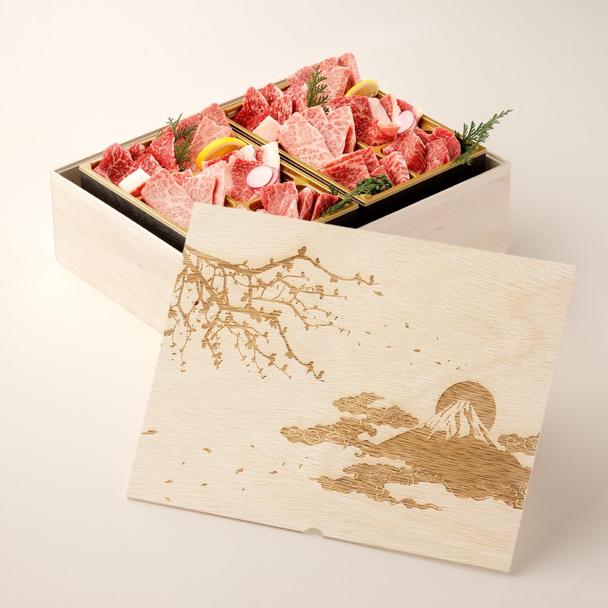 富士山 メモリアル彫刻ギフト 黒毛和牛 焼肉セット 【 黒毛和牛焼肉デラックス 800g(焼肉セット極×2) 】 6種 ギフト 誕生日プレゼント 高級 国産牛 木箱 焼肉 牛肉 万能旨ダレ アンデス岩塩 岩塩 人気メニュー 国産和牛 ギフト箱 焼肉牛兵衛