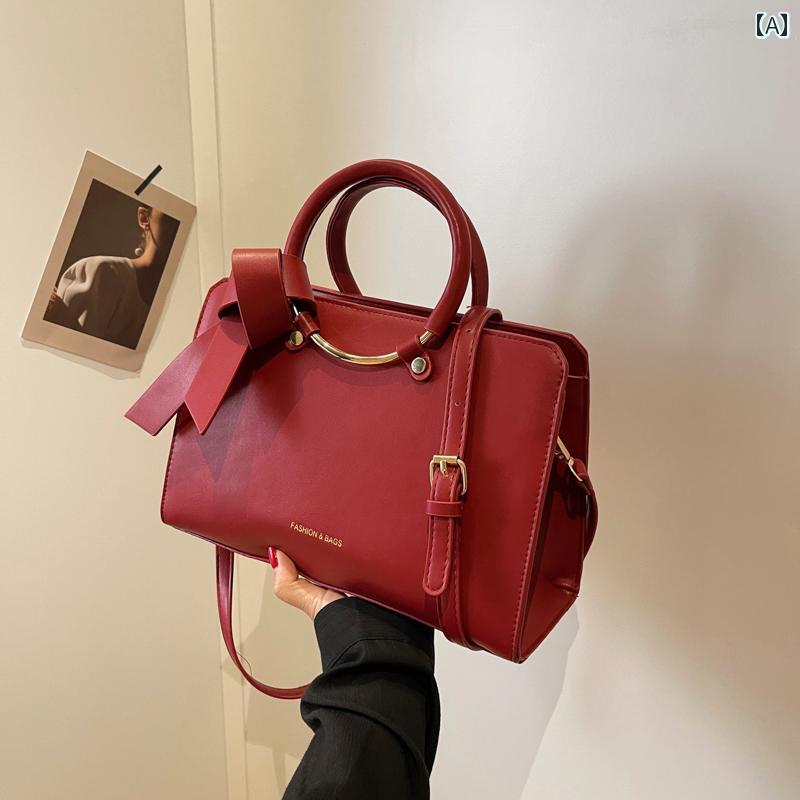 レディース バッグ ママ バッグ の 質感の ある な 赤い バッグ 女性 2025 ウェディング バッグ大容量 トートバッグ 花嫁の ハンドバッグ