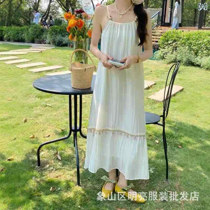 レディース ワンピース ゆったり リゾート ビーチ 夏用 レトロ ビンテージ エスニック ボヘミアン 貝殻 フリンジ タッセル ビーズ 装飾 ストラップ キャミソール ドレス 軽やか 素材 4,711円
