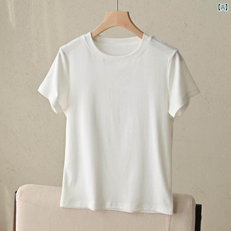 シンプル レディース Tシャツ 無地 リネン レディース 半袖 Tシャツ 薄手 ラウンドネック 無地 トップス 山東 オンライン ストア 夏服