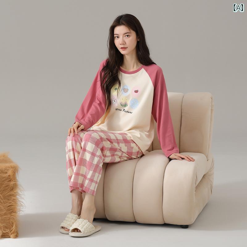 薄手 涼しい レディース パジャマ マ オレ ン 綿 パジャマ 女性用 春秋 2024 薄手 スタイル 小さい 長袖は 外出時に 着用 できる ホーム 服 スーツ