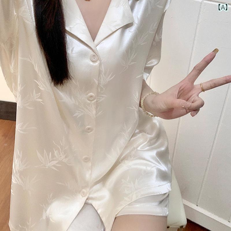 ルームウェア ママ レディース パジャマ 高級 チャイナ風 冷感 パジャマ 女性用 夏 半袖 ショート パンツ 薄手 シルク ホームウェア 2025新 スタイル