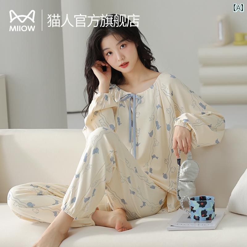 ルームウェア ママ レディース パジャマ マ オレ ン 100 % 綿 パジャマ 女性 春秋 長袖 冬 ホーム 服 スーツは 外出 着と しても 着用 可能 2025年新 スタイル