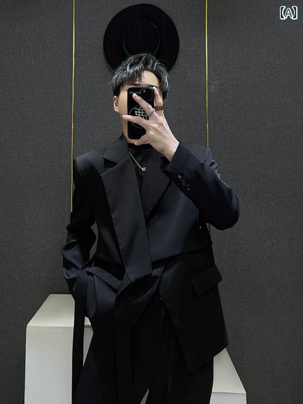 スーツ セットアップ メンズ ハイエンド ストリート フェイク ツーピース スーツ ジャケット 男性用 2024 韓国 カジュアル ヤッピー｜北摂軽太郎便