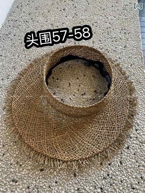 麦わら帽子 日焼け防止 レディース 麦わら 帽子 FFACC 休暇 夏用 サンハット 花柄 フィッシャーマン ハット 毛皮 縁取り シーグラス レディース 手編み 日焼け防止