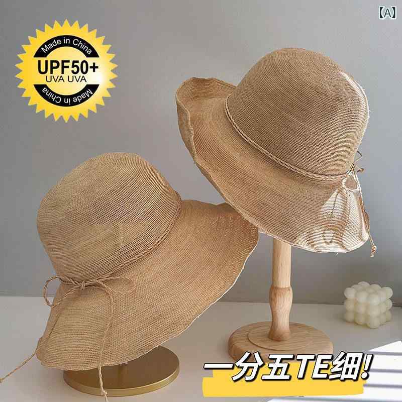 レディース 麦わら帽子 ガーリー 15 ラフィア バケット ハット 女性用 夏の 海辺の 休暇用 日焼け防止 つば 広の 麦わら 帽子 折りたたみ 可能