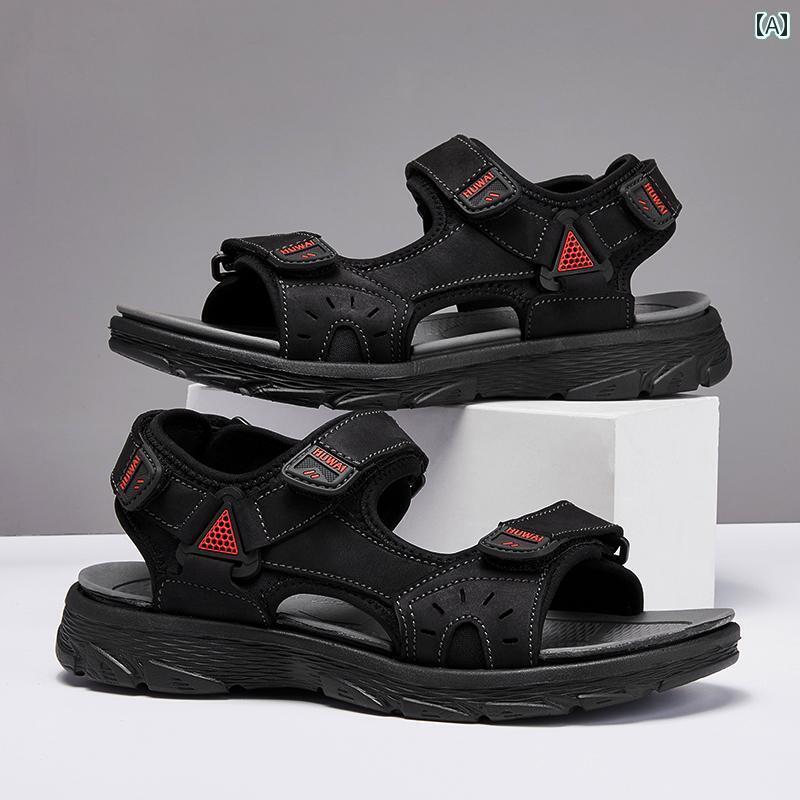 履き心地抜群 メンズ サンダル メンズ 大きいサイズ サンダル 革 46 太めの 足 幅広 ソフト ソール 47 2025夏 ビーチ シューズ 大きめ サイズ 太め 48画像