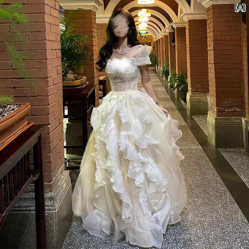 ドレス パーティードレス レディース 女性用 ランナウェイ プリンセス イブニングドレス 高級 フェアリー 美術 試験 ワンショルダー 成人 式 学生の 日 ふくらんだ スカート|北摂軽太郎便