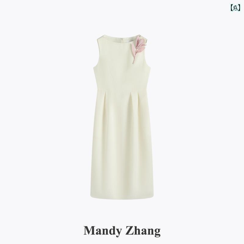 レディース ドレス パーティードレス MandyZhang ホワイト ユニークな アセテート ドレス 女性 春の 婚約 スカート