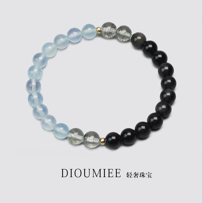 ハワイアン ブレスレット メンズ 海の 森 黒曜石 ブレスレット アクア マリン グリーン ゴースト 18 k 男女兼用 カップル｜北摂軽太郎便