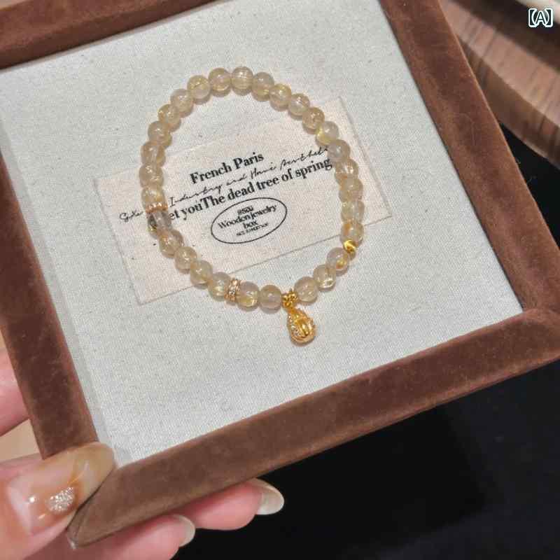 ブレスレット レディース おしゃれ グラン ゴールデン カップ ゴールドルチル クリスタル ブレスレット 女性用 ひょうたん アクセサリー 幸運を もたらす ビーズブレスレット
