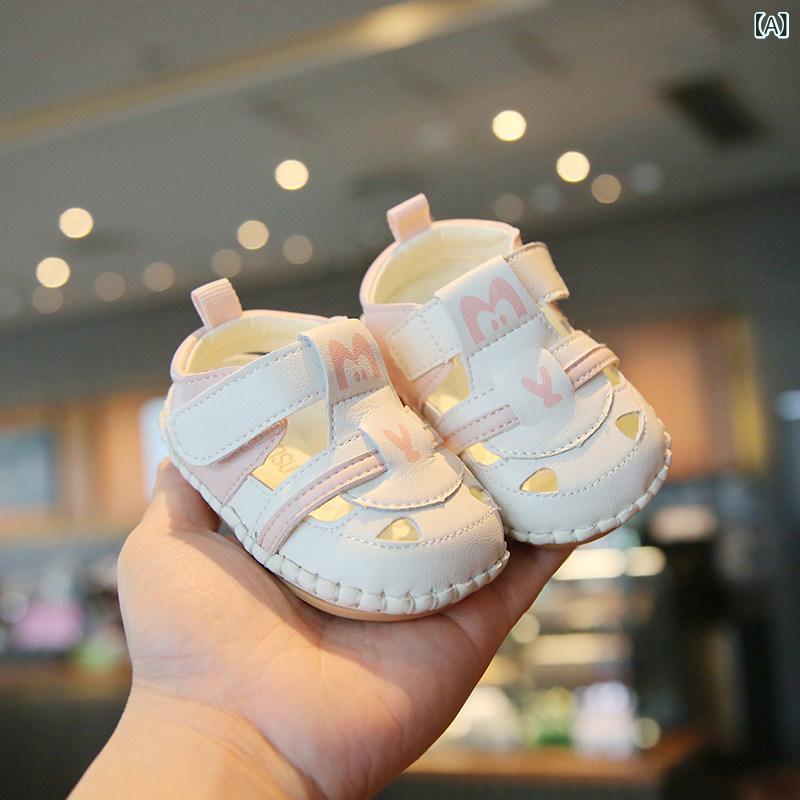 涼しい ベビーサンダル 靴 夏用 ベビー サンダル つま先 閉じ 3 ～ 6ヶ月 12ヶ月 幼児用 シューズ ソフト ソール 1歳 児用 男の子と 女の子用 8