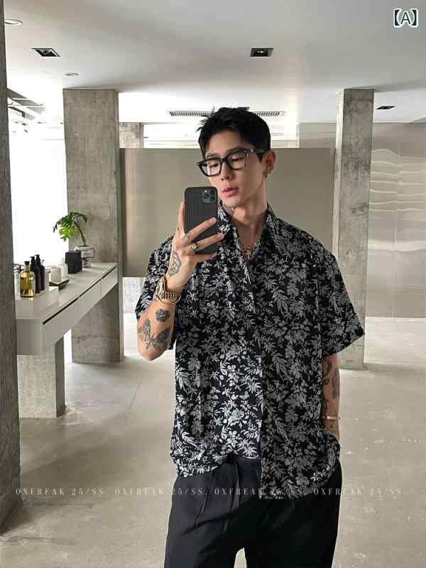 アロハシャツ 半袖 OXFREAK アロハ州 盛りだくさん 刷り上げる フローラル 御膳上等 半袖 ティーシャツ メンズ ゆったり お休み 表現スタイル 好一対