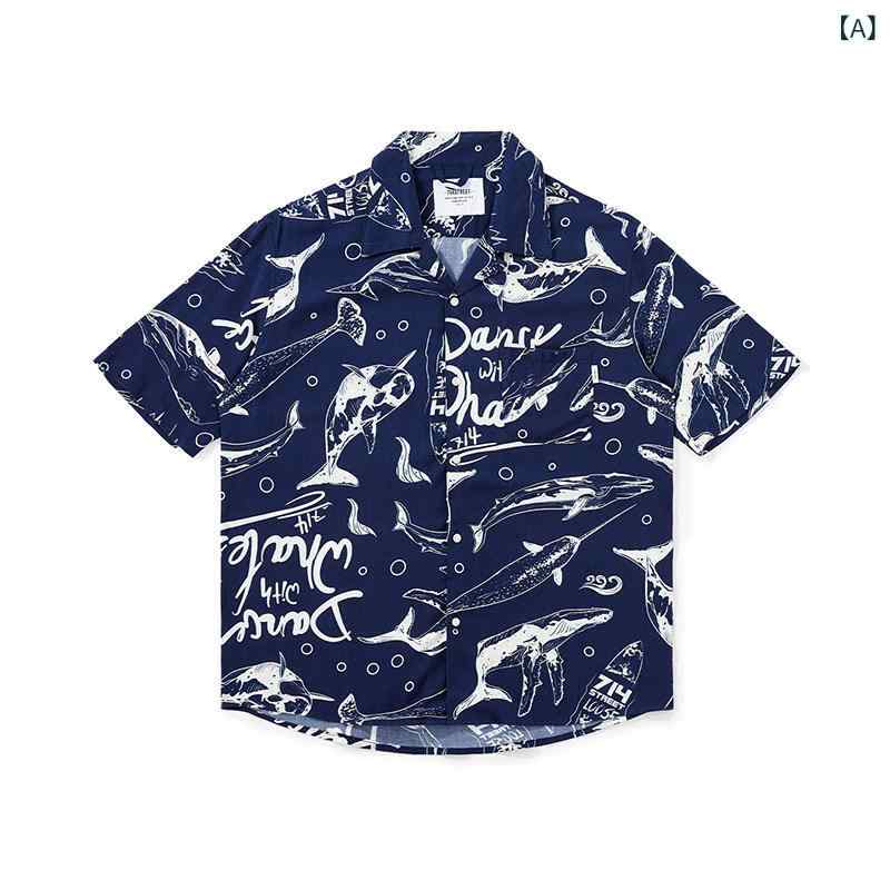 アロハシャツ 半袖 714 表どおり プルオーバー メンズ ハイエンド 半袖 ティーシャツ 好一対 服 炎節 厚地の外套 砂浜 メンズファッション-カジュアルシャツ-トップス