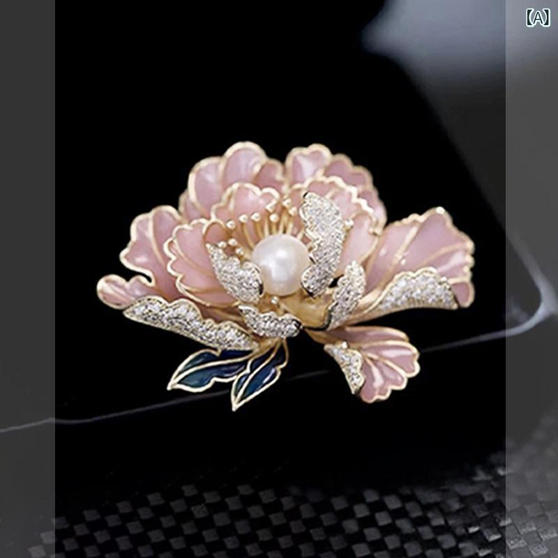 ブローチ アクセサリー レディース チャイナ風 牡丹の 花の ブローチ ハイエンド 精巧 ファッション ピン ハイエンドの センス ユニークな 衣服の 装飾 アクセサリー
