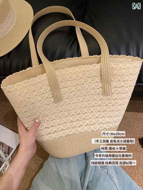 トートバッグ 夏にぴったり レディース カタツムリが 這う 家用 麦わら 編み バッグ レディース 2025 海辺の 休日 ビーチ バッグ大容量 ショルダー バケット