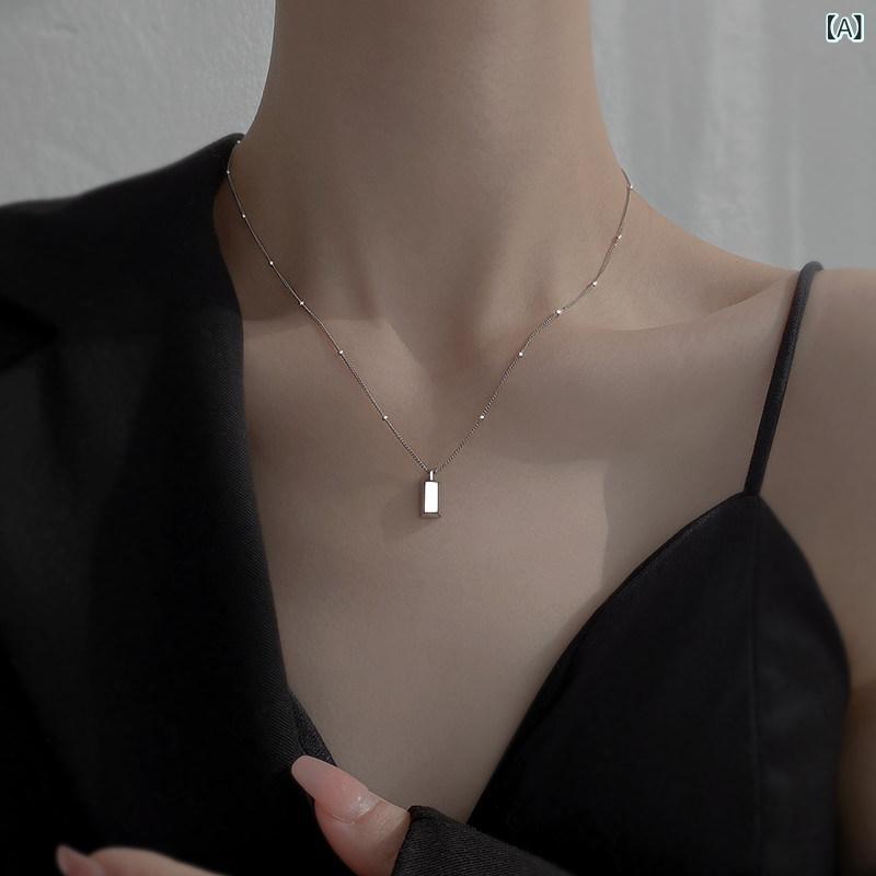ネックレス レディース ジュエリー 925 スター リング シルバーの 小さい ゴールドバー ネックレス 女性用 2025年 ホット スタイル ライト 高級 ハイエンド 鎖骨 チェーン アクセサリー