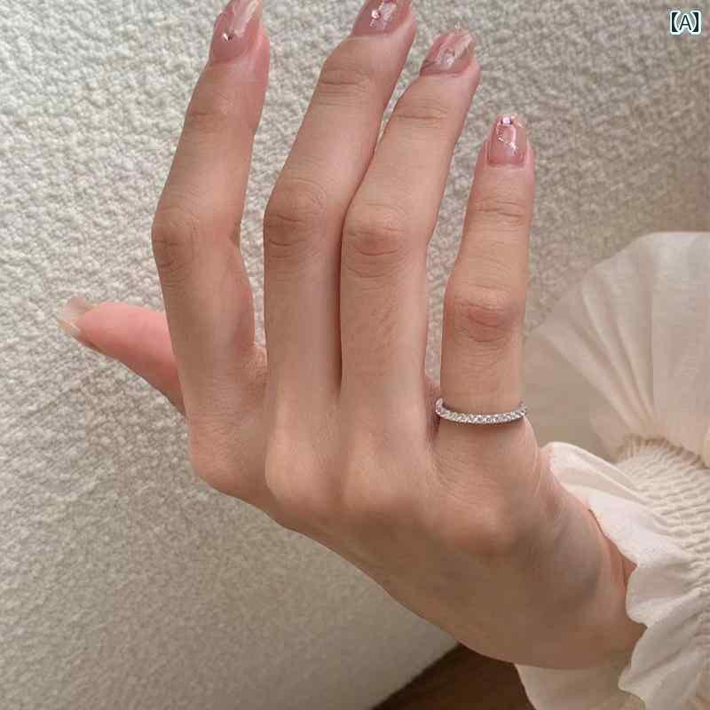 ピンキーリング 指輪 レディース スーパー フラッシュ フル ラインストーン スモール ブロークン リング テール レディース 小指 特 小さい サイズ 列 精巧 アイリス