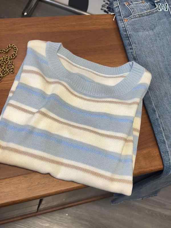 間借り人 縞模様 ティーシャツ レディース 小っちゃい 乳くさい 縞模様の 冷感 半袖 ティーシャツ お上さん用 2025年の新 な ゆったり 素晴らしい トップス