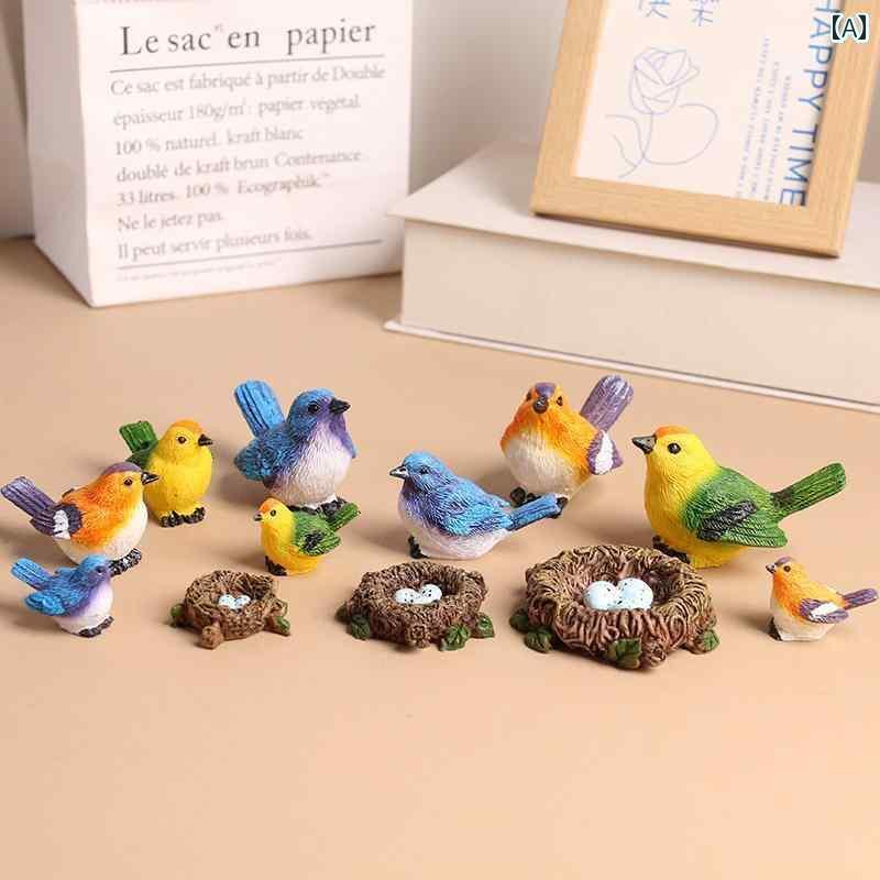 お庭 かわいい 飾り ガーデニング 樹脂 シミュレーション 鳥 かわいい 鳥の 巣 庭 盆栽 装飾 アクセサリー 卵 マイクロ 風景 植木鉢の 装飾品
