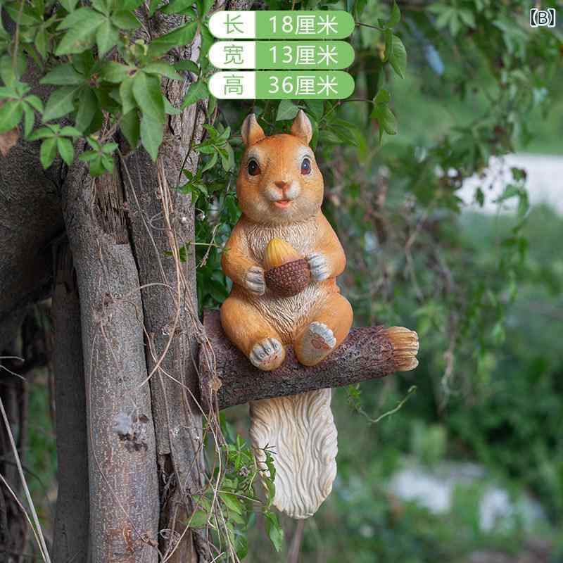かわいい 飾り ガーデニング DIY 庭の 装飾 中庭の 屋外の 庭 木の ペンダント シミュレーション 動物の 小さい リスの