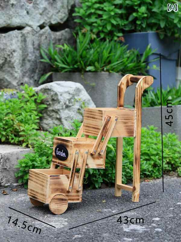 かわいい 飾り ガーデニング DIY 屋外 中庭の 庭の 装飾 木製 植木鉢 バルコニー フロア フラワースタンド 幼稚園 造園 小道具 材料
