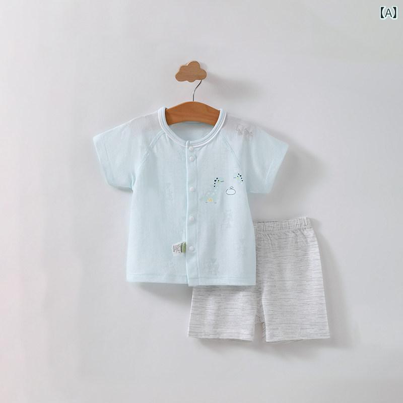 快適 ベビー服 半袖 富士 木工 工房 ベビー 下着 セット 半袖 パジャマ 家庭用 夏用 薄手 竹 繊維 服 スプリット