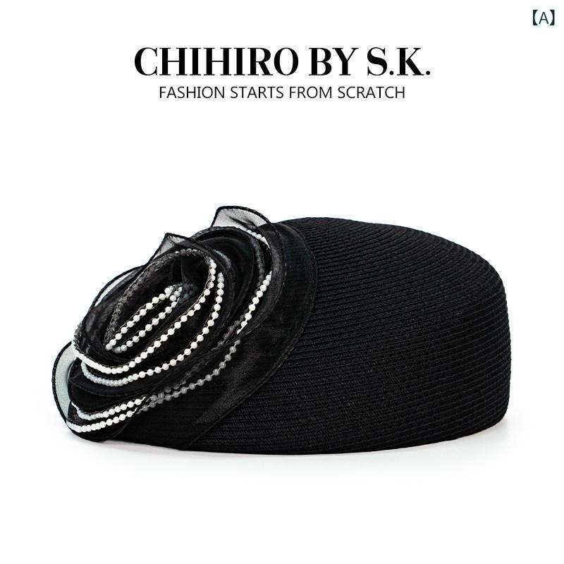 ベレー帽 愛くるしげ 旗がしら CHIHIRO BY SK / ニュー かぶり笠 棲み家 サクラ色 お花 ベレー 帽 流行り物 お休み 雅びやか