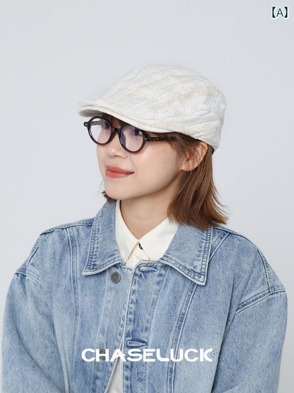 ベレー帽 かわいい キャップ パール 光沢の ある 前方 帽子 女性 英国 画家の 白い ひさし キャップ 男性 ベレー 帽 春秋 キャスケット