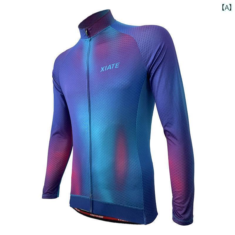 サイクリングウェア メンズ 夏用 長袖 サイクリング スーツ UV カット トップス ロード バイク スリム 薄手 メンズレディース パンツ 春秋