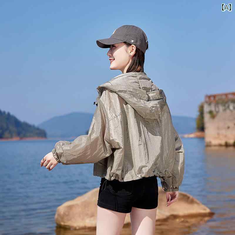 快適 涼しい パーカー 夏用 通気性 フード付き 日焼け防止 服 女性用 2025年 ゆったり な アウトドア UV カット 薄手 ショート ジャケット 5,572円