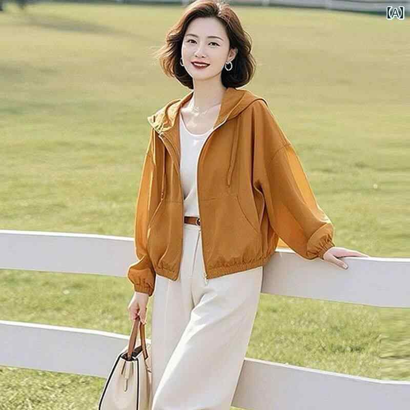 快適 涼しい パーカー ショート フード付き 2025 夏用 日焼け防止 シャツ 女性用 ドーパミン 薄手 ゆったり 小さめ カジュアル トップ ジャケット