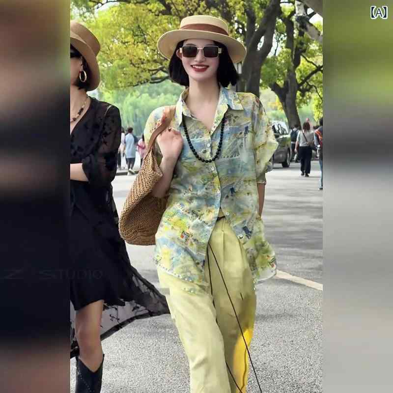 レディース 花柄プルオーバー 愛くるしげ 2025夏 ヨーロピアン表現スタイル 甘くて 爽 やか 公休日 余暇 年歳を 感じさせにくい ポロ 色合い 花柄 プルオーバー トップス レディース