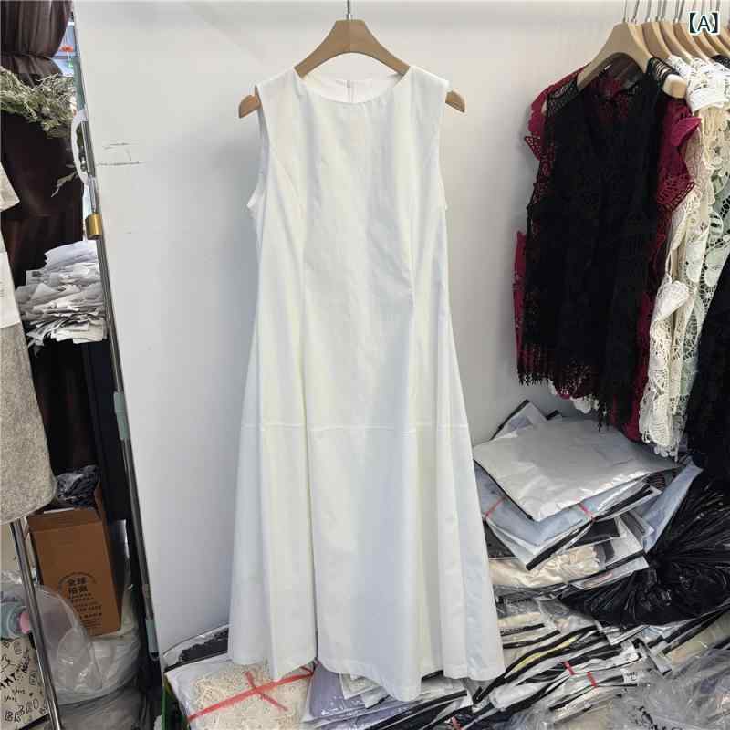 レディース ワンピース ロング丈 ステーション 2025 夏の ウエスト スリム 優しい スタイル フレンチ ノースリーブベスト ドレス 女性 高級 ロング スカート