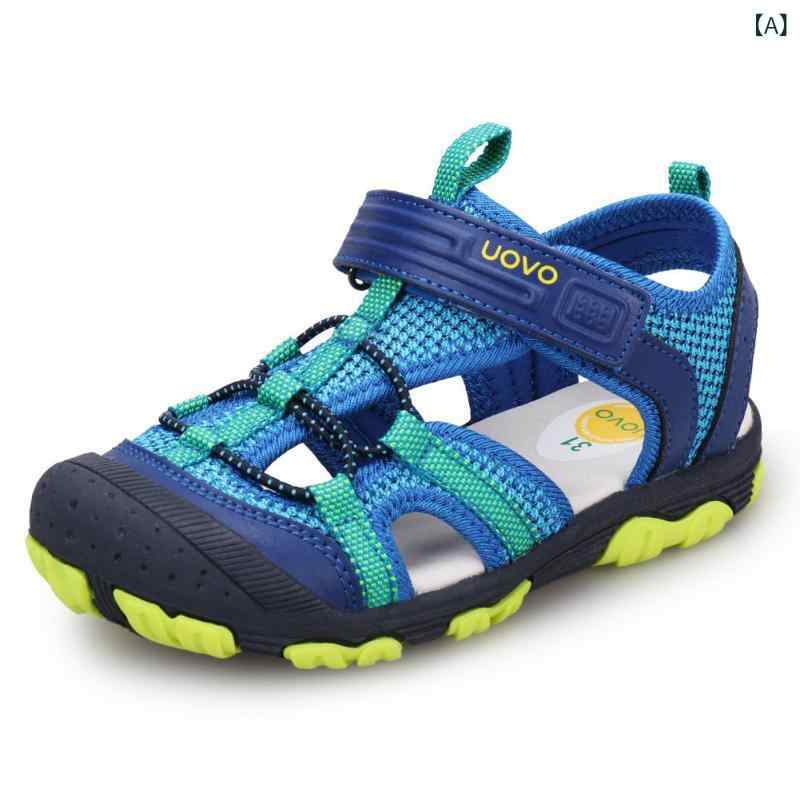 キッズ サンダル フィット感 UOVO 子供用 アウトドア スポーツ サンダル。 つま先が 閉じていて 中が 空洞に なっている 男の子 通気性 衝突 防止 滑り止めの ビーチ シューズ。 幼児から 中年までのお 子様向け。