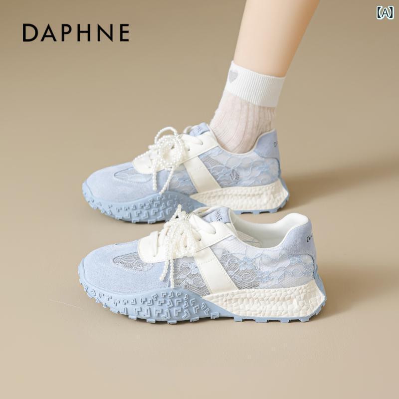 おしゃれ スニーカー レディース Daphne Dexun レディースシューズ 2025夏 レース 通気性 メッシュ シューズ 厚底 バレエ スポーツ カジュアル レディース 7,400円